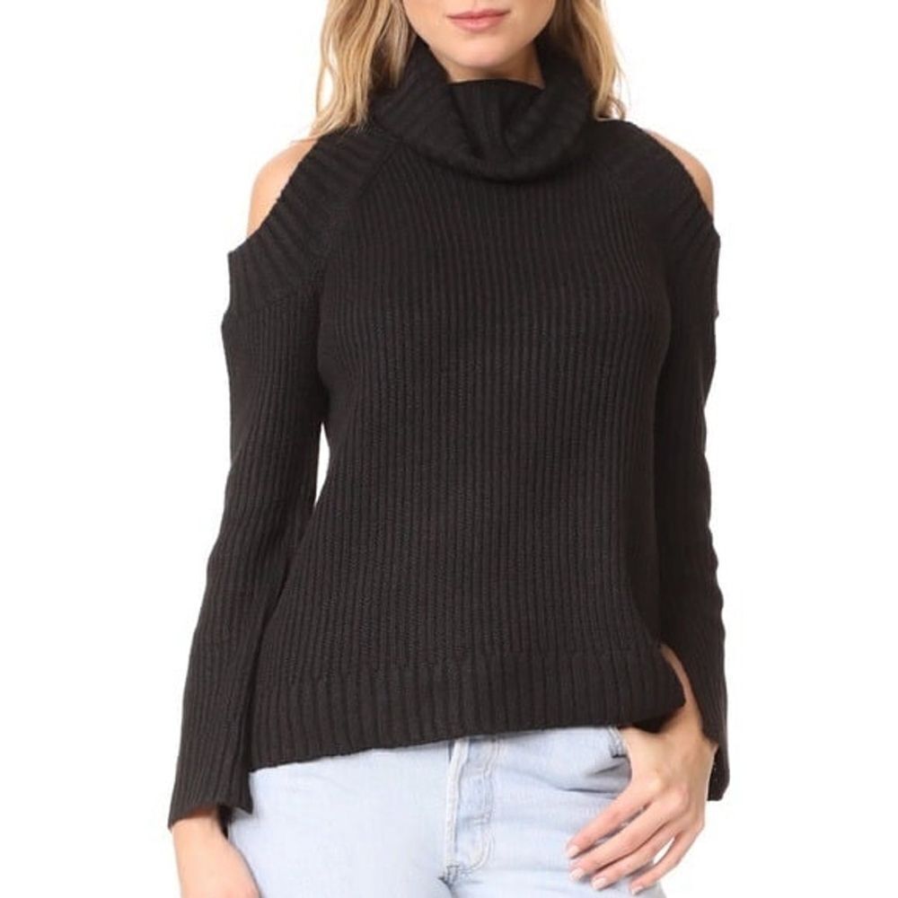 NWT J.O.A. Cold Shoulder Black Sweater Size Smallest